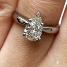 GIA 1.07ct Estate Pear Diamond Solitaire 14k White Gold Engagement Wedding Ring