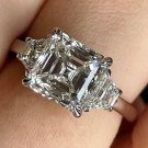 GIA 3.47ct Asscher Cut Diamond 3 Stone Engagement Wedding Platinum Vintage Ring