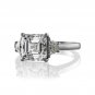 GIA 3.47ct Asscher Cut Diamond 3 Stone Engagement Wedding Platinum Vintage Ring