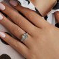 GIA 5.01ct CUSHION Diamond Engagement 3 Stone Platinum Vintage Estate Ring