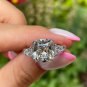 GIA 5.01ct CUSHION Diamond Engagement 3 Stone Platinum Vintage Estate Ring
