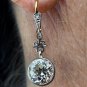 French Belle Époque GIA 5.05ctw Old European Diamond Dangling Pl +18K Earrings
