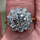 Edwardian GIA 3.17ctw Antique OLD EUROPEAN Diamond Cocktail Cluster 18K Pt Ring
