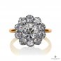 Edwardian GIA 3.17ctw Antique OLD EUROPEAN Diamond Cocktail Cluster 18K Pt Ring