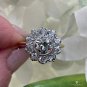 Edwardian GIA 3.17ctw Antique OLD EUROPEAN Diamond Cocktail Cluster 18K Pt Ring