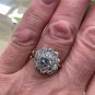 Edwardian GIA 3.17ctw Antique OLD EUROPEAN Diamond Cocktail Cluster 18K Pt Ring