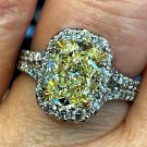 Estate “Canary” GIA 3.23ct Natural Fancy YELLOW VS1 Oval Diamond 18K Halo Ring