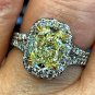 Estate “Canary” GIA 3.23ct Natural Fancy YELLOW VS1 Oval Diamond 18K Halo Ring