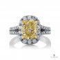 Estate &acirc;��Canary&acirc;�� GIA 3.23ct Natural Fancy YELLOW VS1 Oval Diamond 18K Halo Ring