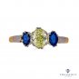GIA "Canary" 1.54ct Yellow OVAL Diamond Sapphire 3-stone Pt 18k Engagement Ring