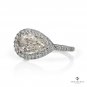 GIA 2.53ctw Pear Shaped Diamond Side Set Engagement Halo Pave Platinum Ring