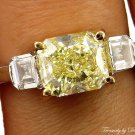 GIA 2.52CT ESTATE FANCY YELLOW RADIANT DIAMOND ENGAGEMENT WEDDING RING 3 STONE