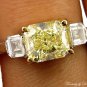 GIA 2.52CT ESTATE FANCY YELLOW RADIANT DIAMOND ENGAGEMENT WEDDING RING 3 STONE