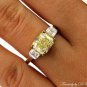 GIA 2.52CT ESTATE FANCY YELLOW RADIANT DIAMOND ENGAGEMENT WEDDING RING 3 STONE