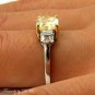 GIA 2.52CT ESTATE FANCY YELLOW RADIANT DIAMOND ENGAGEMENT WEDDING RING 3 STONE