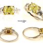 GIA 2.52CT ESTATE FANCY YELLOW RADIANT DIAMOND ENGAGEMENT WEDDING RING 3 STONE