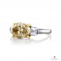 Estate GIA 2.74ct Natural Fancy Yellow OVAL 3 Stone Diamond Engagement Pl Ring