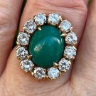 GIA 7.35ct Vintage Blue-Green Turquoise Diamond Cluster 14K Gold Ring