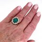 GIA 7.35ct Vintage Blue-Green Turquoise Diamond Cluster 14K Gold Ring