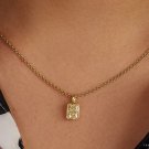 Natural 1.92ct Fancy Yellow Radiant Cut Diamond Solitaire 18K G Pendant Necklase