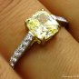 GIA 2.0CT ESTATE NATURAL FANCY YELLOW RADIANT CUT DIAMOND ENGAGEMENT PLAT RING