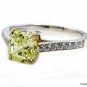 GIA 2.0CT ESTATE NATURAL FANCY YELLOW RADIANT CUT DIAMOND ENGAGEMENT PLAT RING