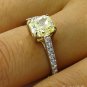 GIA 2.0CT ESTATE NATURAL FANCY YELLOW RADIANT CUT DIAMOND ENGAGEMENT PLAT RING