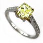 GIA 2.0CT ESTATE NATURAL FANCY YELLOW RADIANT CUT DIAMOND ENGAGEMENT PLAT RING