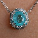 GIA 3.61CTW NATURAL NEON BLUE PARAIBA TOURMALINE & DIAMOND PLATINUM NECKLACE