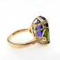 GIA 17.23CT ESTATE BLUEVIOLET CUSHION TANZANITE PERIDOT DIAMOND TRILOGY RING 18K