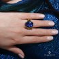 GIA 17.23CT ESTATE BLUEVIOLET CUSHION TANZANITE PERIDOT DIAMOND TRILOGY RING 18K