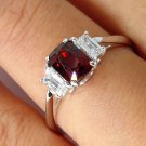 GIA 1.55CT NATURAL NO-HEAT RED SPINEL & DIAMOND PLATINUM 3 ST VINTAGE WG RING