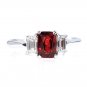 GIA 1.55CT NATURAL NO-HEAT RED SPINEL & DIAMOND PLATINUM 3 ST VINTAGE WG RING
