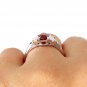GIA 1.55CT NATURAL NO-HEAT RED SPINEL & DIAMOND PLATINUM 3 ST VINTAGE WG RING