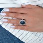 ESTATE VINTAGE GIA 15.27ct BLUE CABOCHON SAPPHIRE DIAMOND CLUSTER 14K GOLD RING