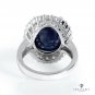 ESTATE VINTAGE GIA 15.27ct BLUE CABOCHON SAPPHIRE DIAMOND CLUSTER 14K GOLD RING