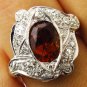 ART DECO 2.43CT OLD EUROPEAN ANTIQUE VINTAGE CITRINE DIAMOND PLATINUM RING