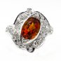 ART DECO 2.43CT OLD EUROPEAN ANTIQUE VINTAGE CITRINE DIAMOND PLATINUM RING