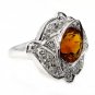 ART DECO 2.43CT OLD EUROPEAN ANTIQUE VINTAGE CITRINE DIAMOND PLATINUM RING