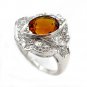 ART DECO 2.43CT OLD EUROPEAN ANTIQUE VINTAGE CITRINE DIAMOND PLATINUM RING
