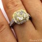 GIA 2.74CT VINTAGE FANCY YELLOW RADIANT DIAMOND HALO ENGAGEMENT WEDDING RING 14K