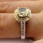 GIA 2.74CT VINTAGE FANCY YELLOW RADIANT DIAMOND HALO ENGAGEMENT WEDDING RING 14K