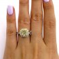 GIA 2.74CT VINTAGE FANCY YELLOW RADIANT DIAMOND HALO ENGAGEMENT WEDDING RING 14K