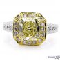 GIA 2.74CT VINTAGE FANCY YELLOW RADIANT DIAMOND HALO ENGAGEMENT WEDDING RING 14K