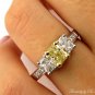 GIA 2.52CT ESTATE FANCY YELLOW RADIANT 3 STONE DIAMOND ENGAGEMENT WEDDING RING