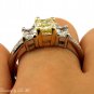 GIA 2.52CT ESTATE FANCY YELLOW RADIANT 3 STONE DIAMOND ENGAGEMENT WEDDING RING