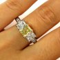 GIA 2.52CT ESTATE FANCY YELLOW RADIANT 3 STONE DIAMOND ENGAGEMENT WEDDING RING