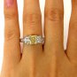 GIA 2.52CT ESTATE FANCY YELLOW RADIANT 3 STONE DIAMOND ENGAGEMENT WEDDING RING