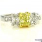 GIA 2.52CT ESTATE FANCY YELLOW RADIANT 3 STONE DIAMOND ENGAGEMENT WEDDING RING