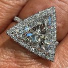 GIA 4.04ctw Trillion Diamond Engagement Halo Pave Platinum Ring